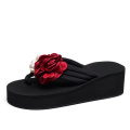 Superstarer Beach Slippers Women Summer Thick Bottom High Heel Sandals Seaside Non-Slip Flower Flip Flops Wholesale